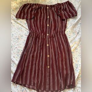 Rue 21 Burgundy Striped Off-Shoulder dress